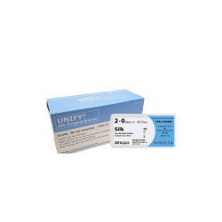 2-0 x 30" Unify Silk Surgical Sutures with Straight KS Needle - 12/Box (XXL-S230K60) AD Surgical