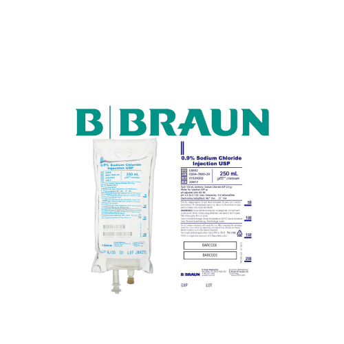 Single Unit - 0.9% Sodium Chloride for Injection in 250mL EXCEL IV Container - (L8002) B. Braun Medical, Inc.