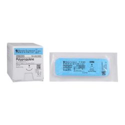 6-0 x 18" Blue Polypropylene Monofilament Suture with C-22 Needle - 12/Box (1014378) Henry Schein Medical