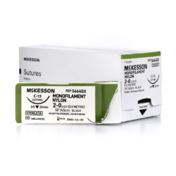 2-0 x 18" Black Nylon Monofilament Suture with C-15 Needle - 12/Box (S664GX) McKesson Corporation