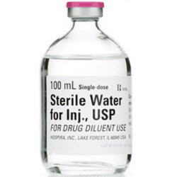 Sterile Water Diluent for Injection in 100mL Single Dose Vial - 25/Box - (00409488799) - Hospira